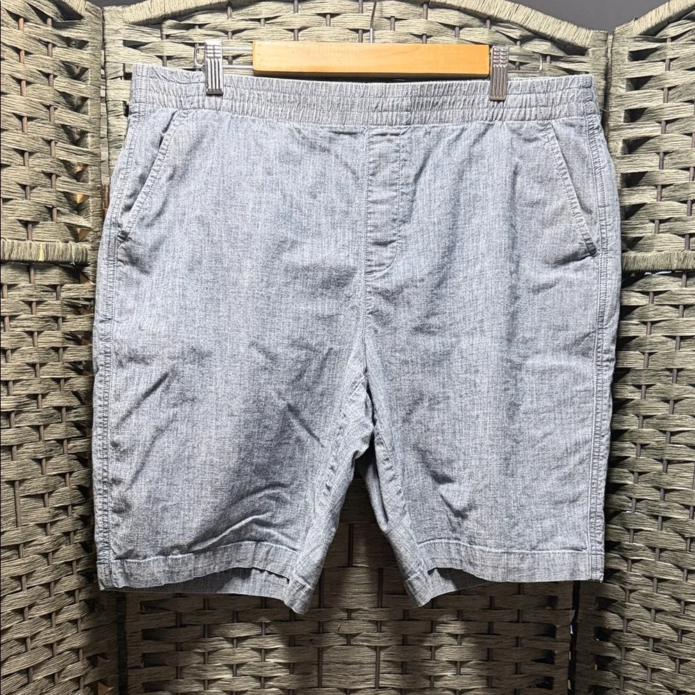 Lands' End Blue Chambray Flat Front Shorts - Picture 2 of 5